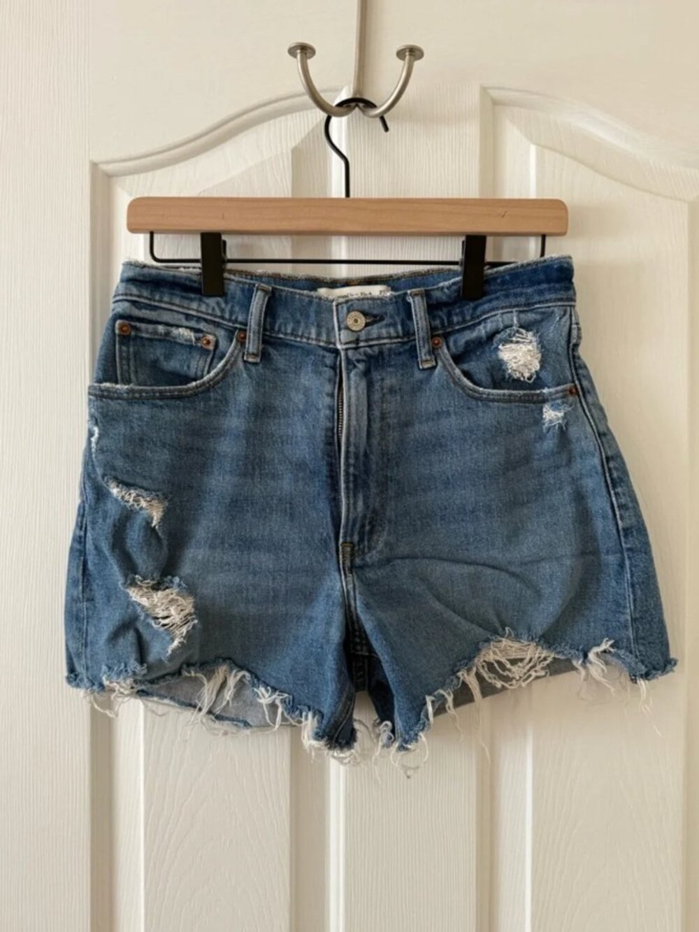 Abercrombie & Fitch Distressed Blue Denim Cutoff Shorts